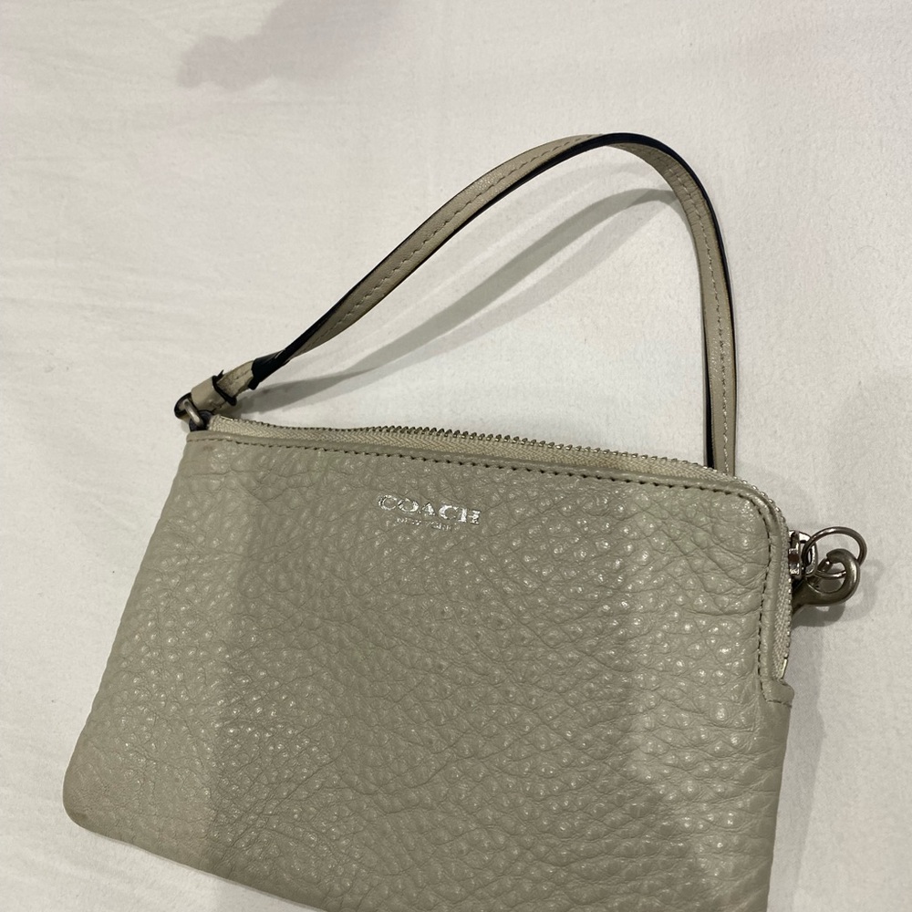 Coach Gray Leather Wristlet